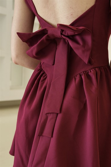 Capri Kısa Bordo Elbise