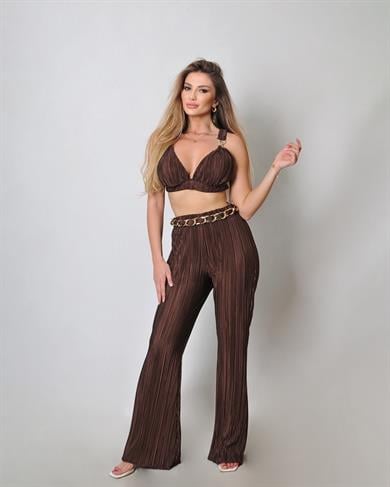 Kahverengi Büstiyer Pantolon Pilise Takım