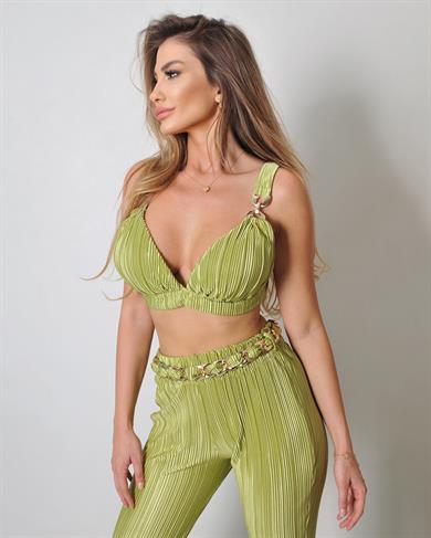Yeşil Büstiyer Pantolon Pilise Takım