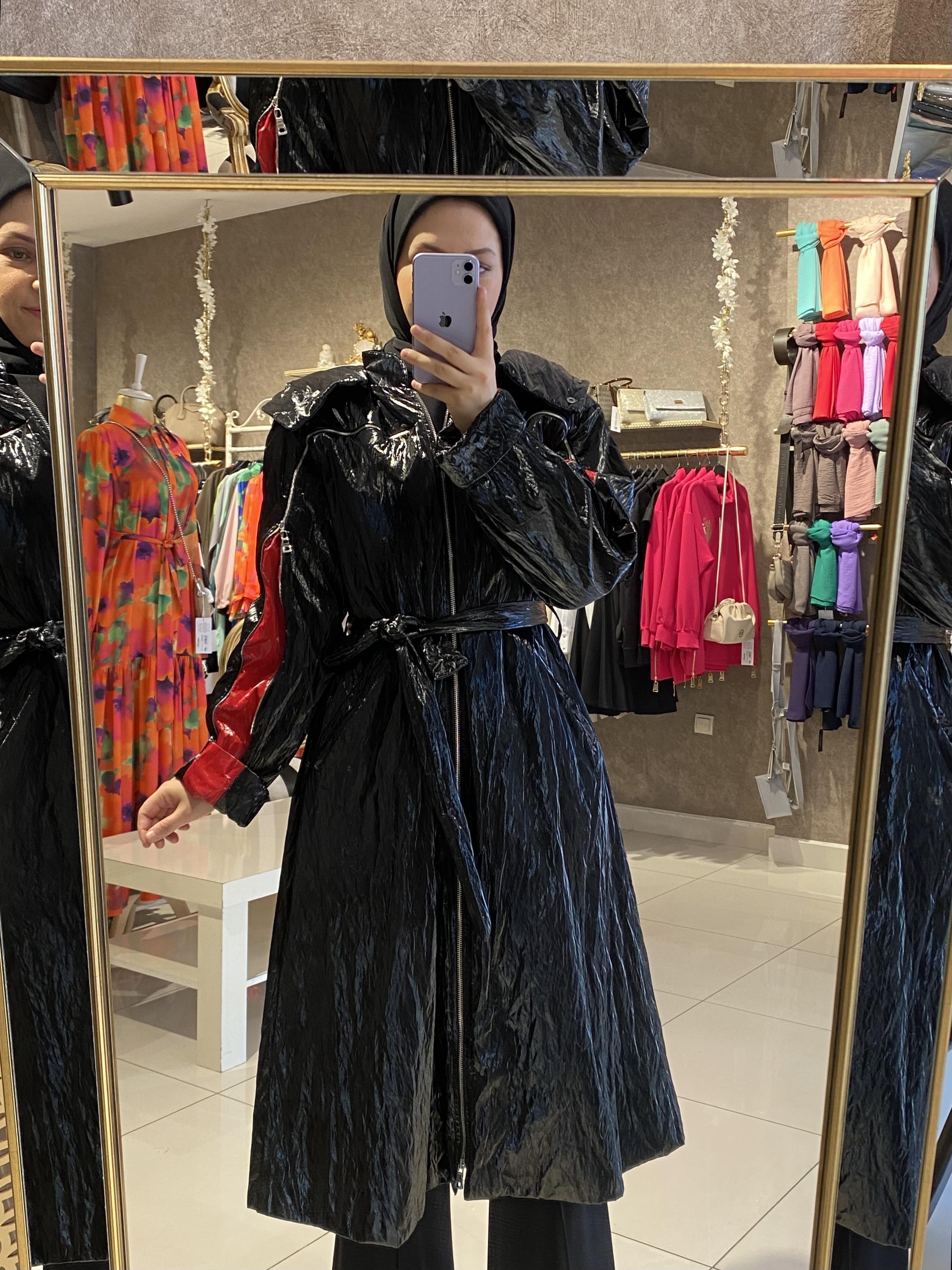 MissWhence rugan trenç siyah 