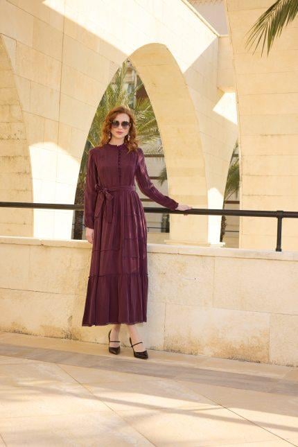 MissWhence cupro elbise bordo