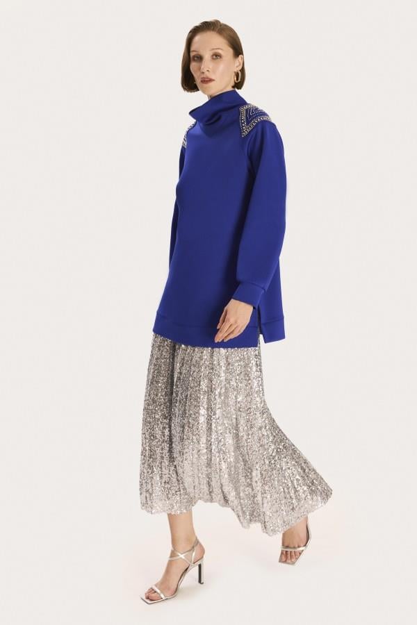 Venöve Sequined etek gri 