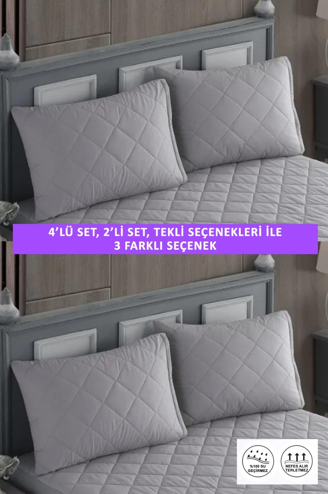 1 Adet %100 Pamuk Kapitone Fermuarlı Sıvı Geçirmez Renkli Yastık Alezi Yastık Koruyucu