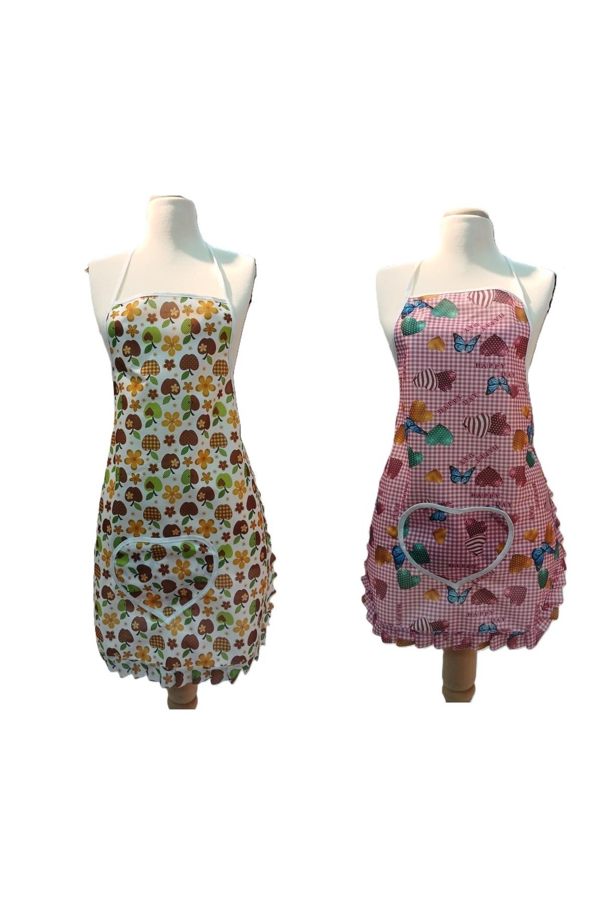 Frilly İkili Paket Mutfak Önlüğü Sıvı Geçirmez Mutfak Önlüğü