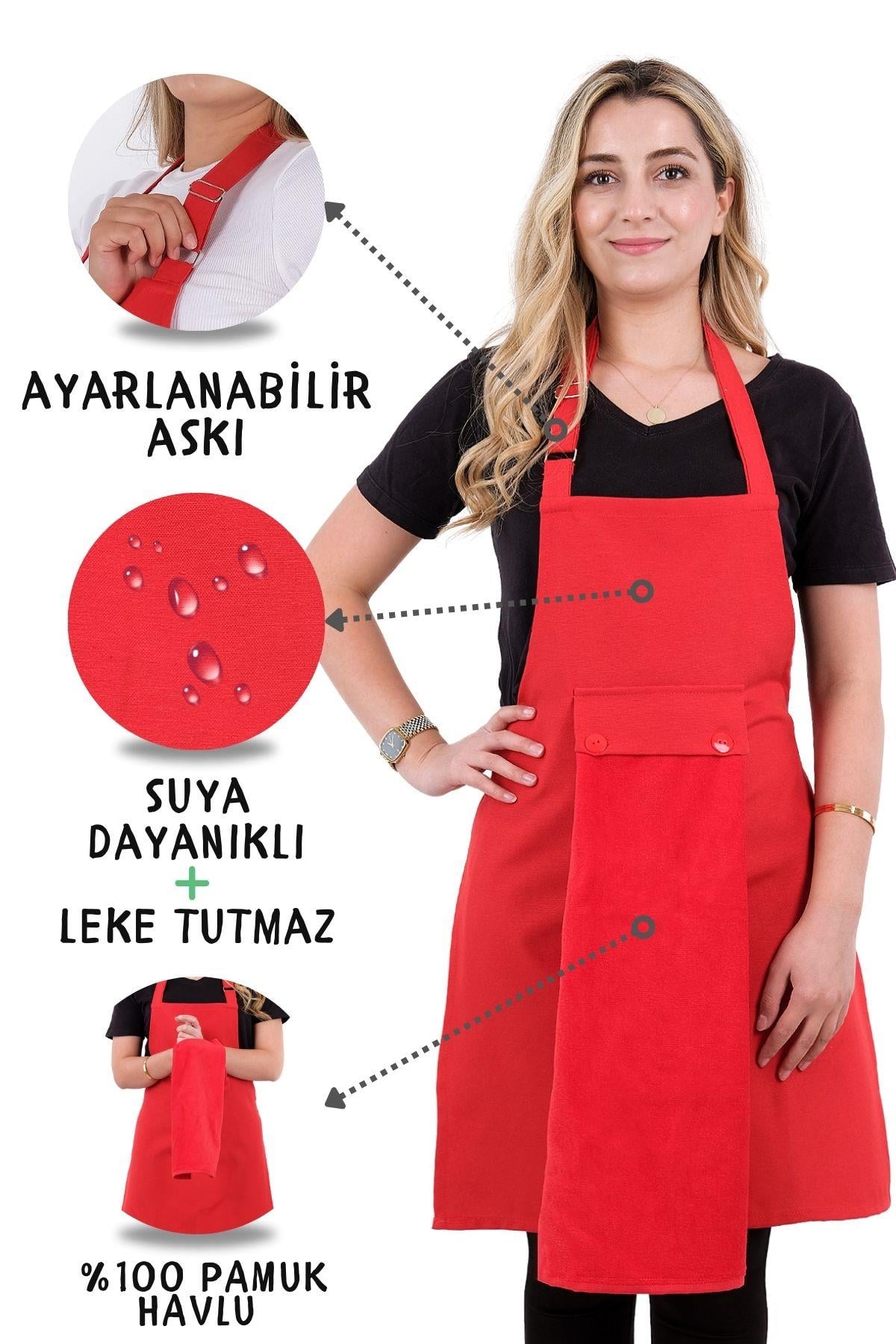 Star ayar askılı havlulu mutfak önlüğü seti (Havlulu önlük)