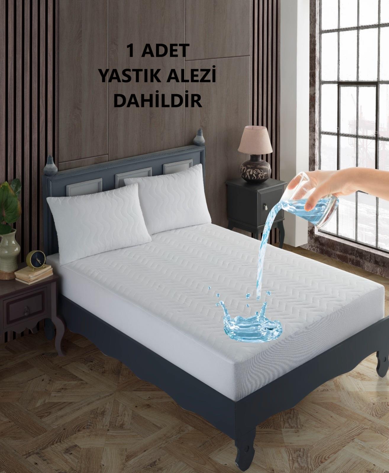Tek Kişilik Kapitone Fitted Su Geçirmez Yastık ve Yatak Alezi Seti Yatak Koruyucu