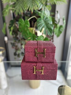 2Lİ DERİ DEKORATİF KUTU-BORDO