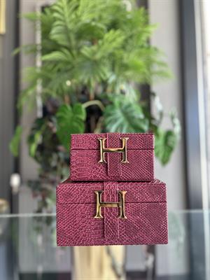 2Lİ DERİ DEKORATİF KUTU-BORDO