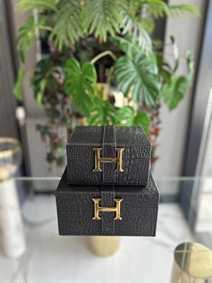 2Lİ DERİ DEKORATİF KUTU-SİYAH