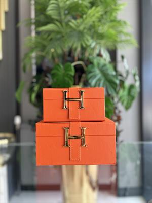 2Lİ DERİ DEKORATİF KUTU-TURUNCU