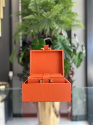 2Lİ DERİ DEKORATİF KUTU-TURUNCU