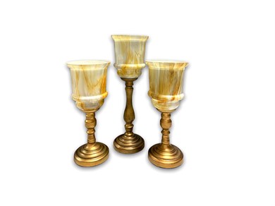 3Lü Dekoratif Mumluk|40x14Cm/31x14Cm