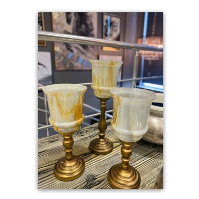 3Lü Dekoratif Mumluk|40x14Cm/31x14Cm