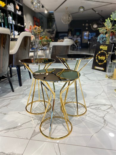 3LÜ GOLD RENK ZİGON SEHPA