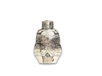 Gri Harita Desenli Küp Büyük Boy|30x19Cm