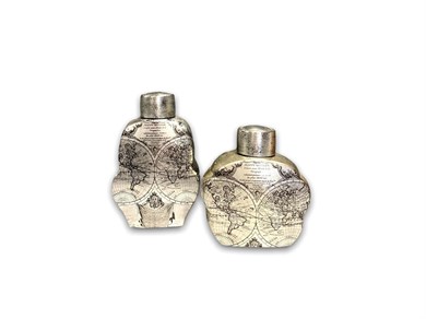 Gri Harita Desenli Küp Büyük Boy|30x19Cm