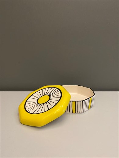 SEKİZGEN SERAMİK EL BOYAMASI SARI KUTU