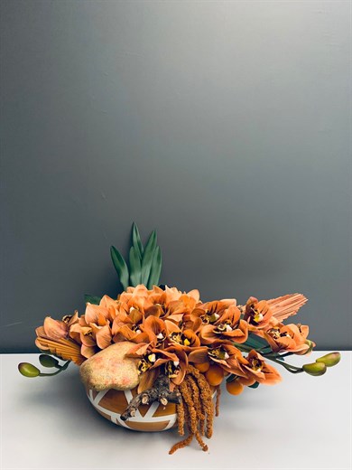 TURUNCU ARANJMANLI VAZO