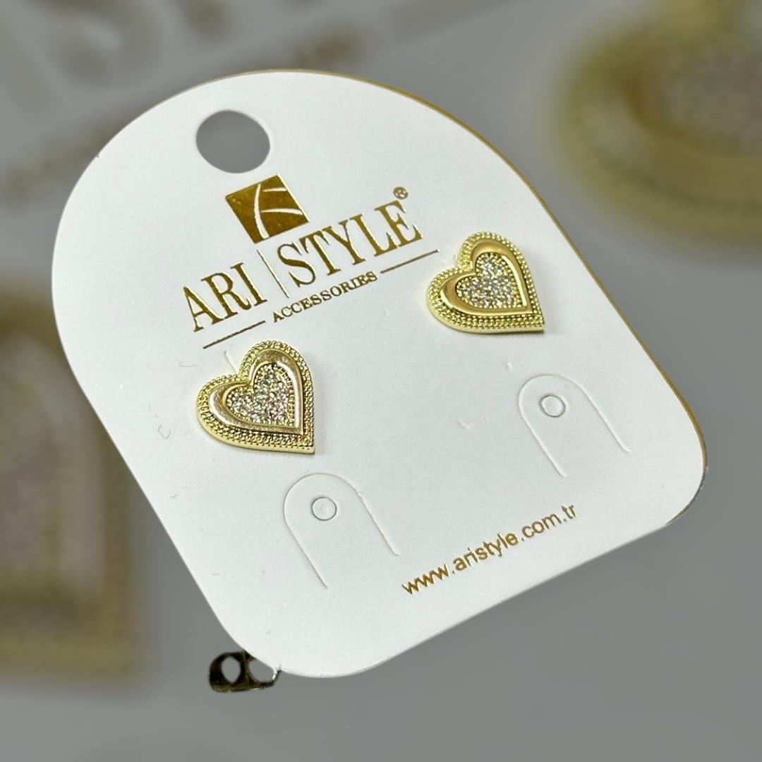 14 K Altın Kaplama Taşlı Çivili Küpe BZ0125