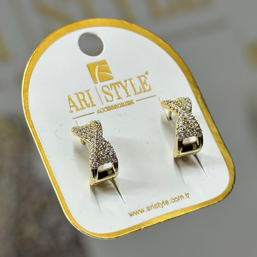 14 K Altın Kaplama Taşlı Klipsli Küpe BZ0061