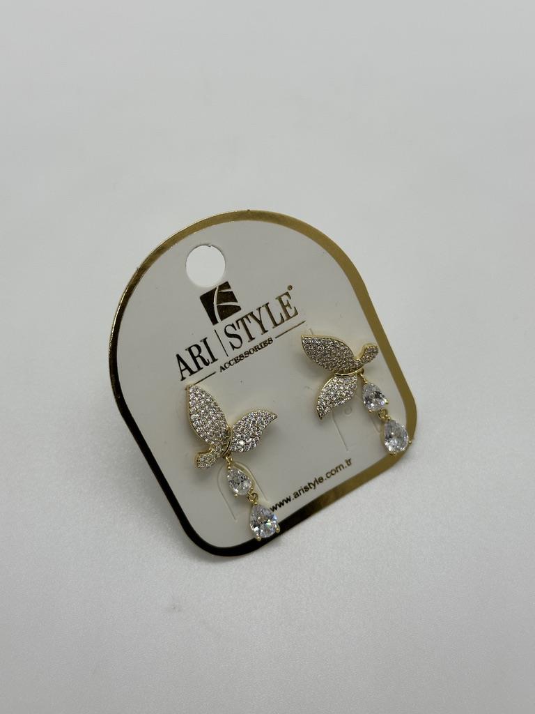 14K Altın Kaplama Taşlı Küpe BZ0164