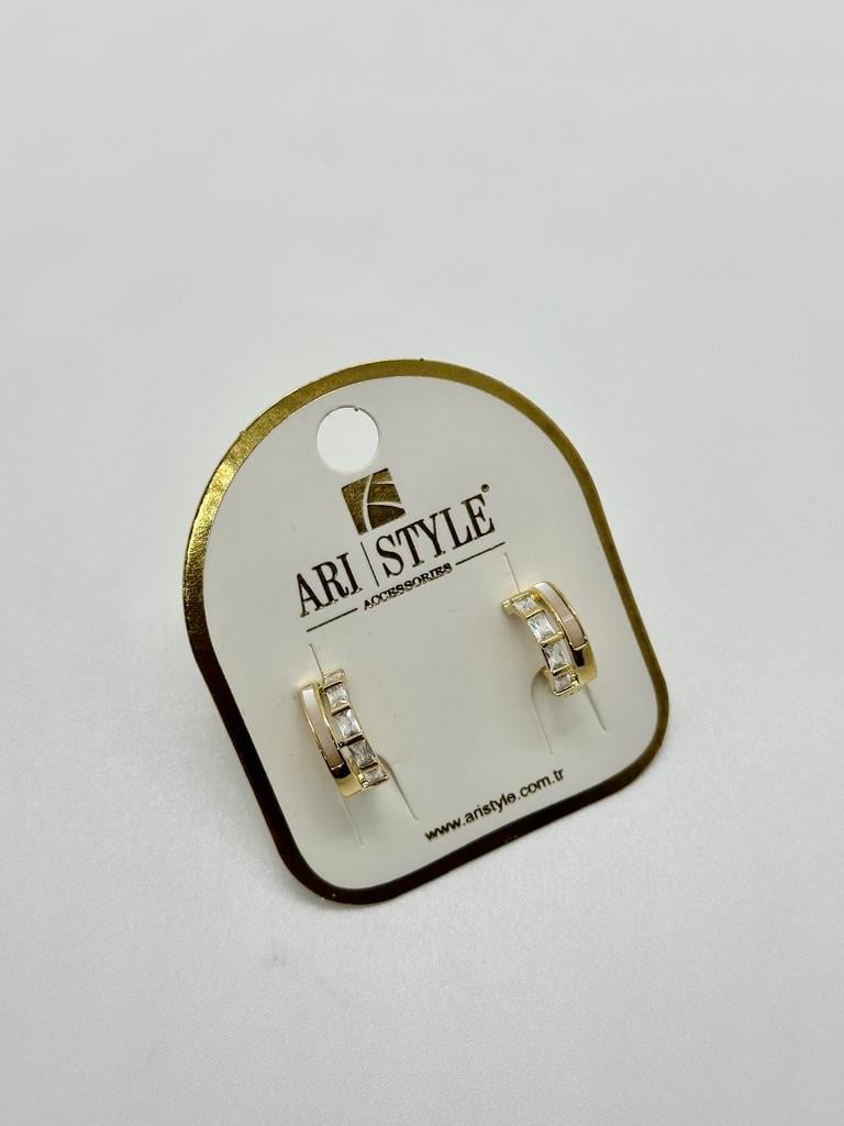 14K Altın Kaplama Taşlı Küpe BZ0168