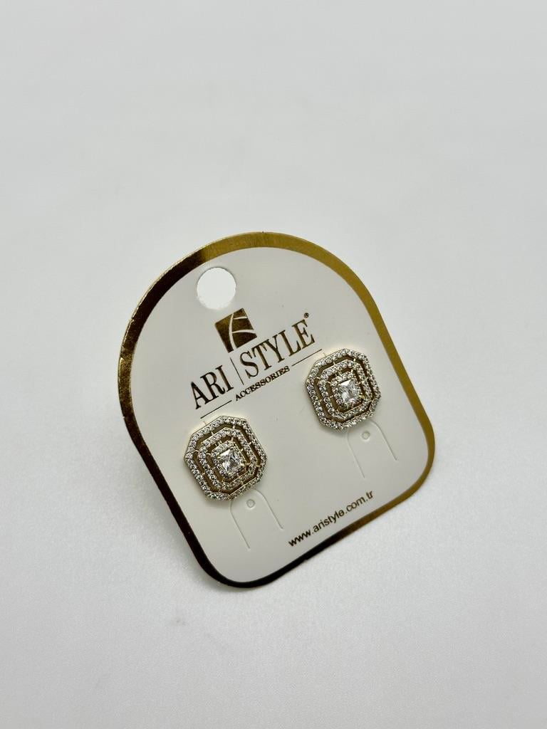 14K Altın Kaplama Taşlı Küpe BZ0169
