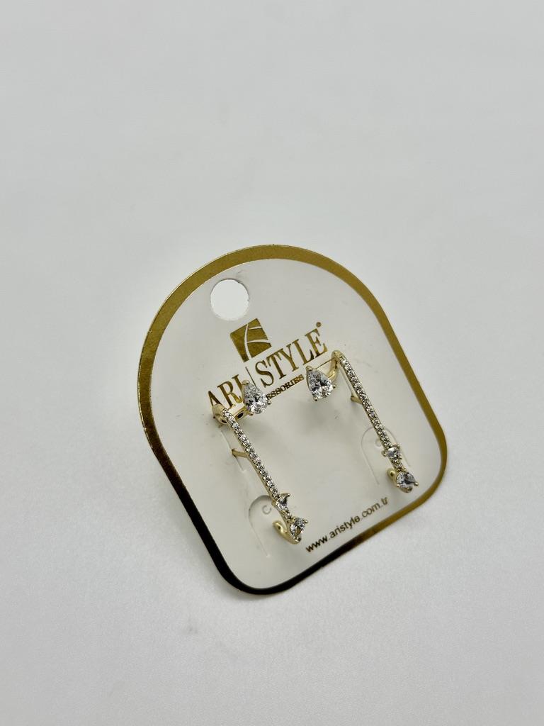 14K Altın Kaplama Taşlı Küpe BZ0182