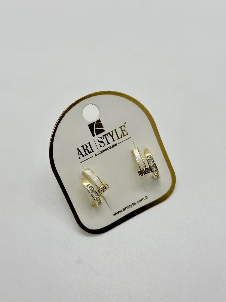 14K Altın Kaplama Taşlı Küpe BZ0187