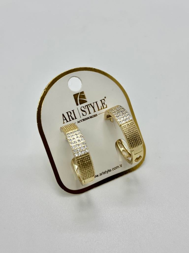 14K Altın Kaplama Taşlı Küpe BZ0838