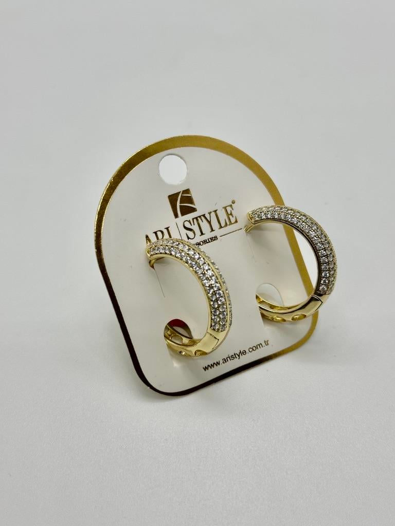 14K Altın Kaplama Taşlı Küpe BZ0848