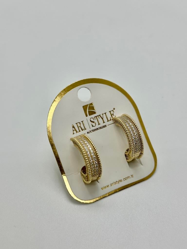 14K Altın Kaplama Taşlı Küpe BZ0849
