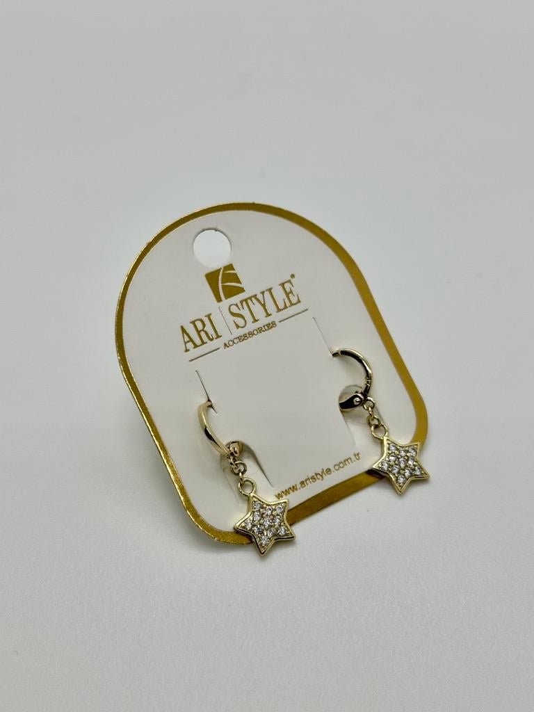 14K Altın Kaplama Taşlı Küpe BZ0871