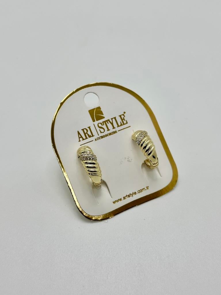 14K Altın Kaplama Taşlı Küpe BZ0889