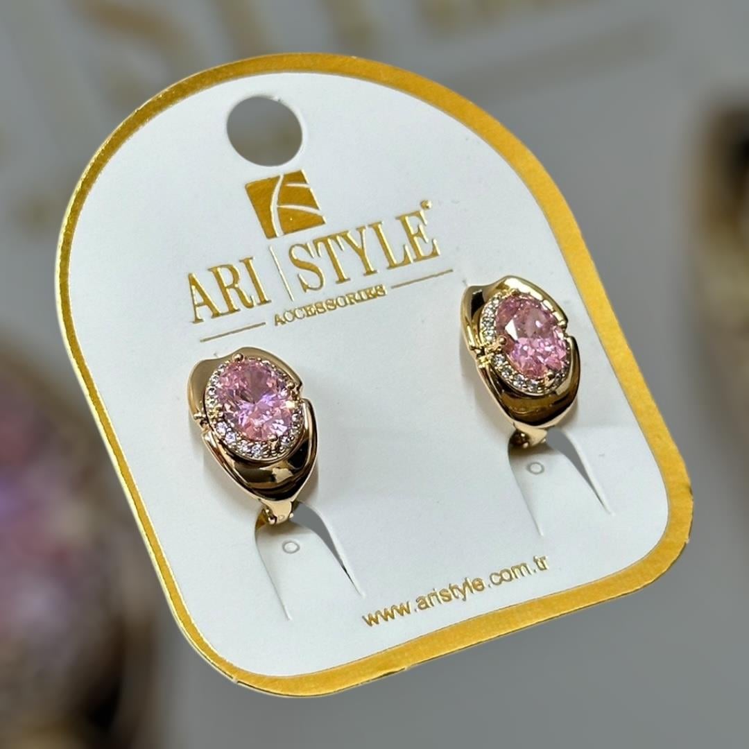 18 K Altın Kaplama Taşlı Klipsli Küpe BZ0162