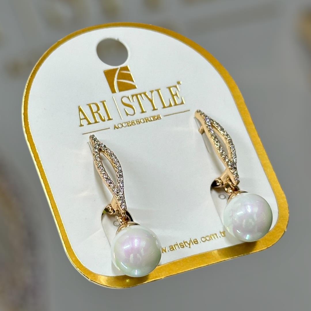 18 K Altın Kaplama Taşlı Klipsli Küpe BZ0058