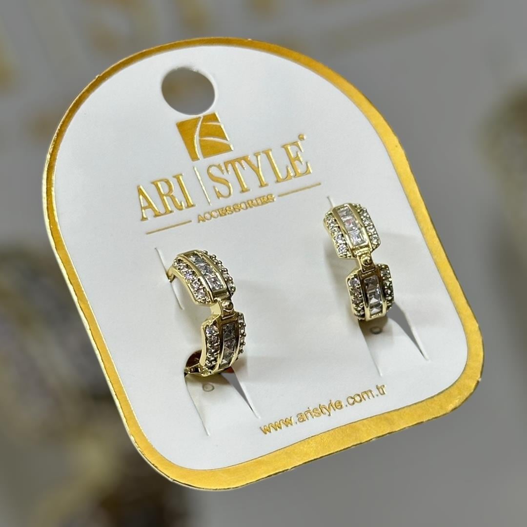 18 K Altın Kaplama Taşlı Klipsli Küpe BZ0016