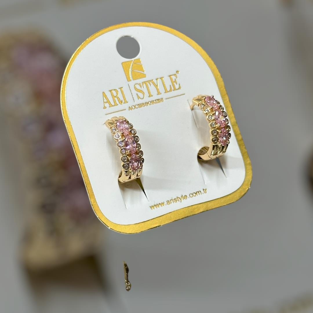 18 K Altın Kaplama Taşlı Klipsli Küpe BZ0165