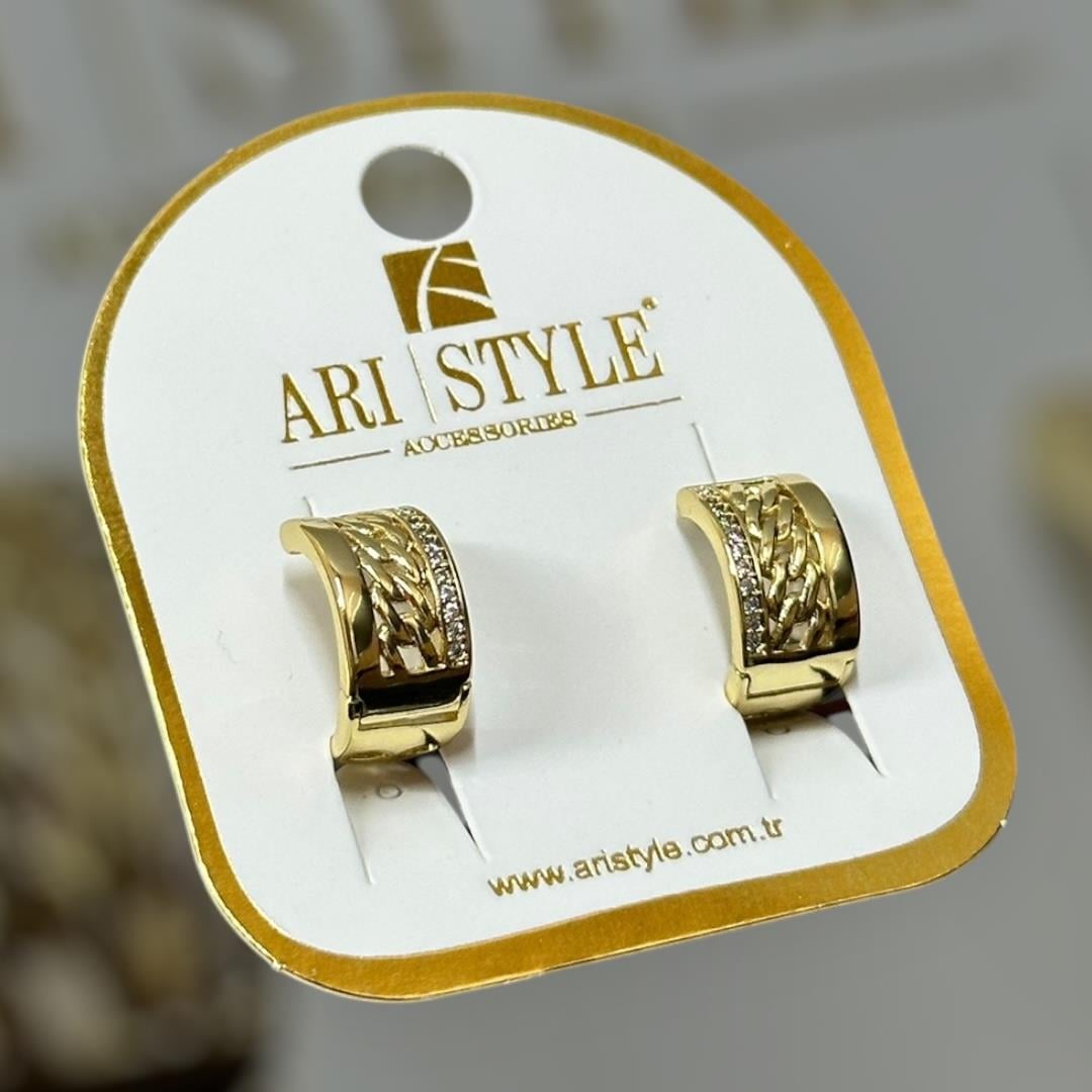 14 K Altın Kaplama Taşlı Klipsli Küpe BZ0116