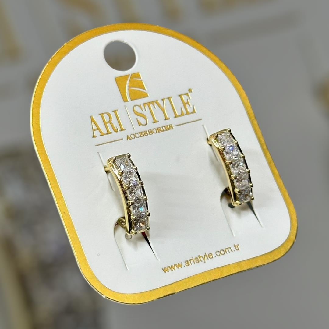 14 K Altın Kaplama Taşlı Klipsli Küpe BZ0034