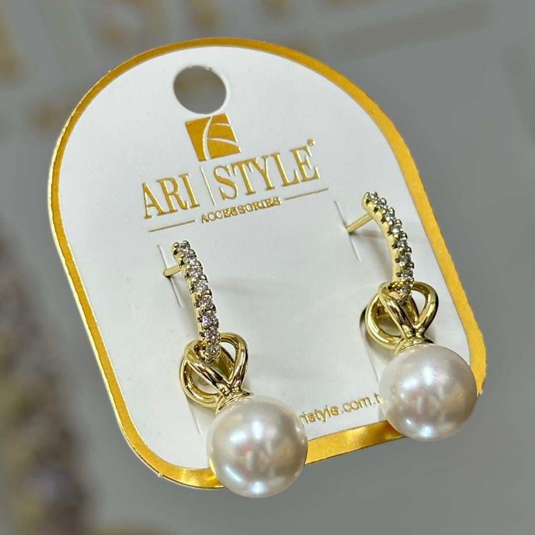 14 K Altın Kaplama Taşlı Klipsli Küpe BZ0069