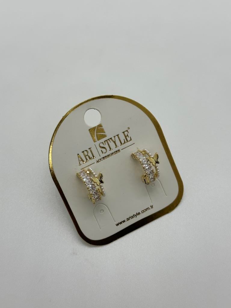 14K Altın Kaplama Taşlı Küpe BZ0159