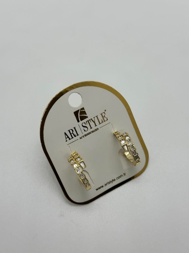14K Altın Kaplama Taşlı Küpe BZ0160