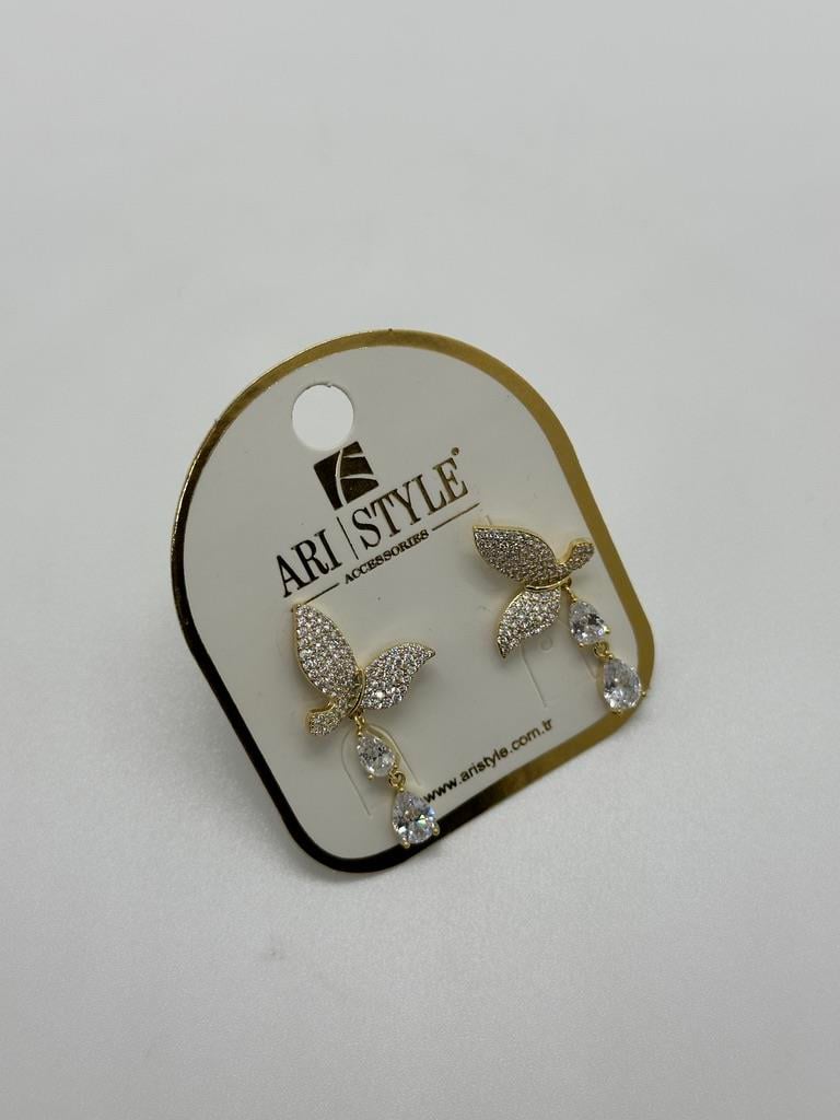 14K Altın Kaplama Taşlı Küpe BZ0164