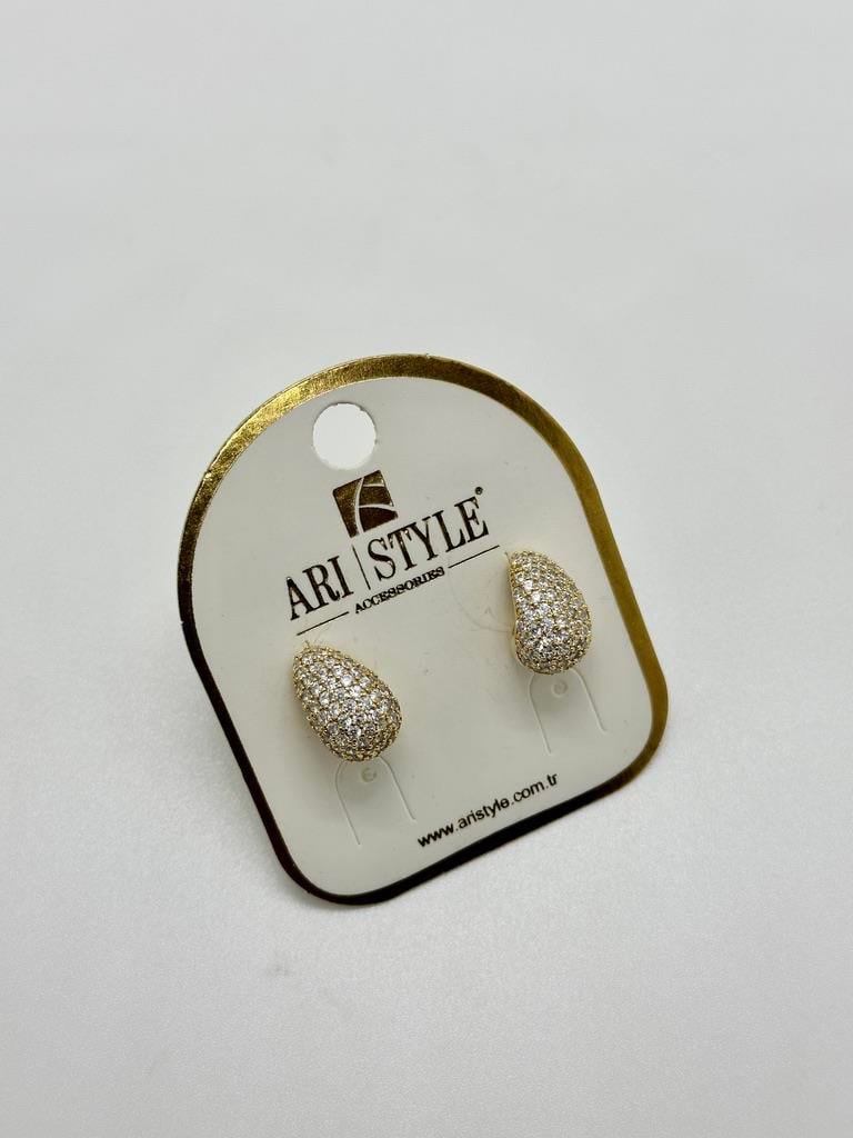 14K Altın Kaplama Taşlı Küpe BZ0166