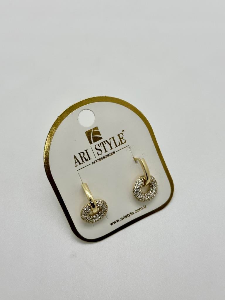 14K Altın Kaplama Taşlı Küpe BZ0172