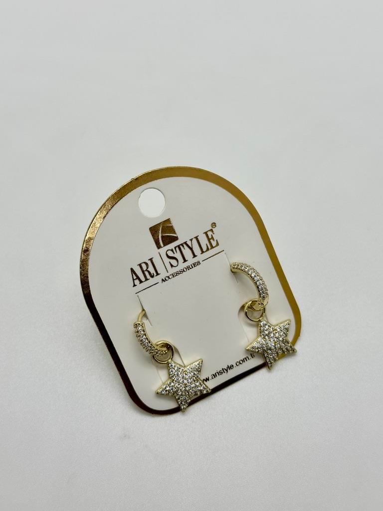 14K Altın Kaplama Taşlı Küpe BZ0173