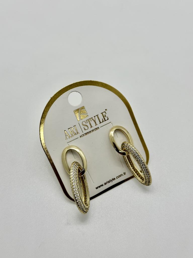 14K Altın Kaplama Taşlı Küpe BZ0190