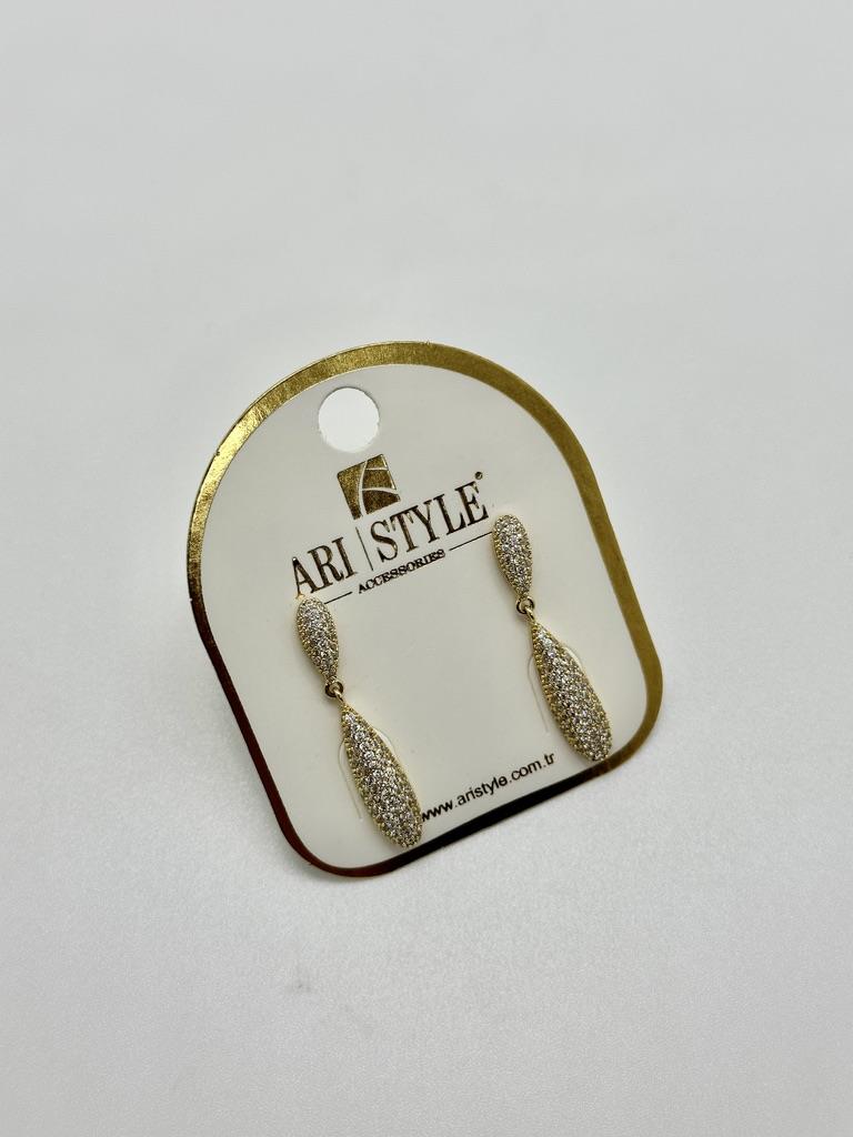 14K Altın Kaplama Taşlı Küpe BZ0191