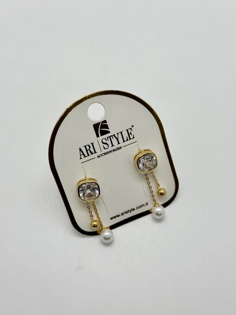 14K Altın Kaplama Taşlı Küpe BZ0202